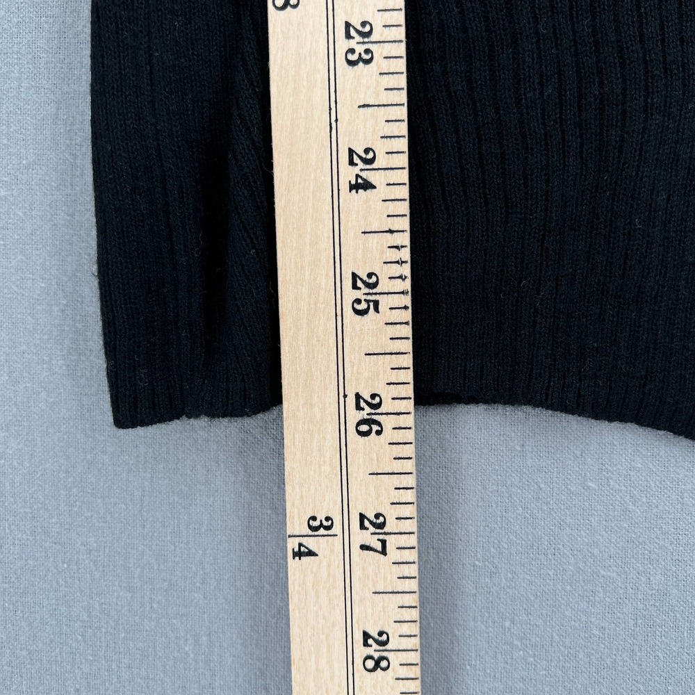 MADEWELL Sweater Womens Small Black Ruffle Sleeve Pullover Crew neck Ribbed - Picture 11 of 12
